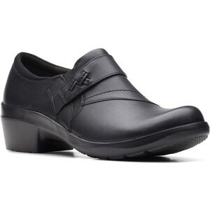 Clarks Womens Angie Pearl Leather Loafer Slip On Shoe Size 10 black NEW